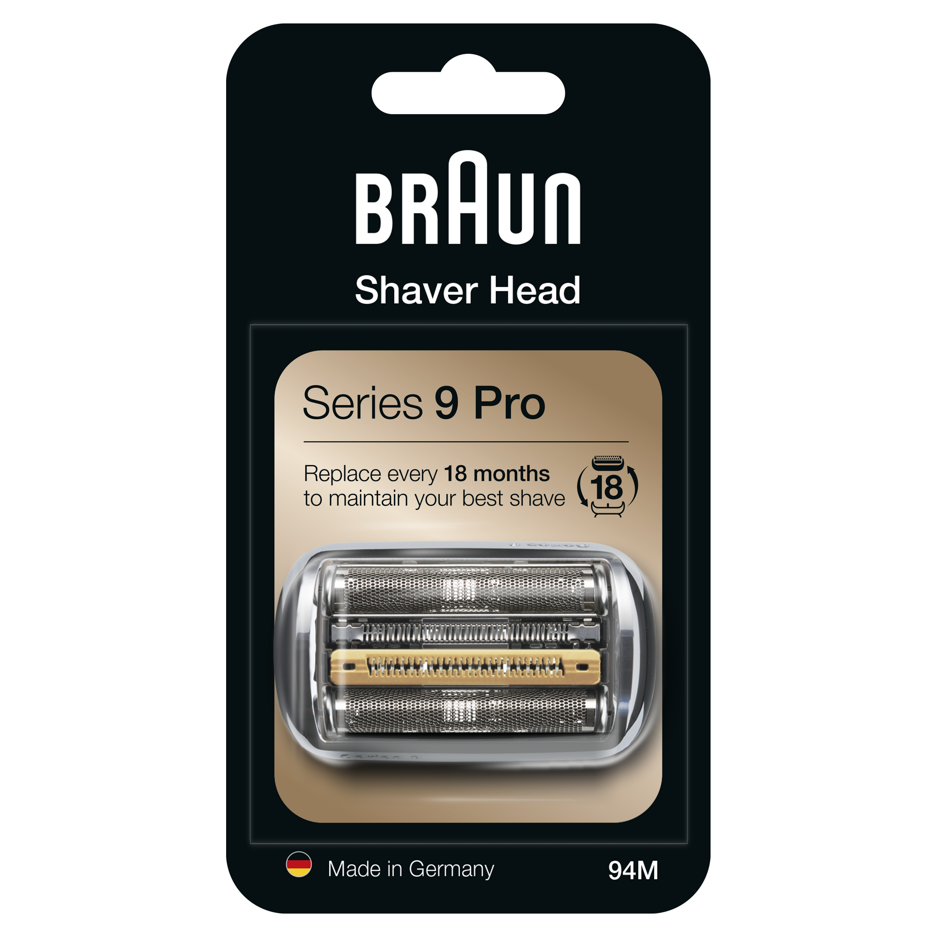 Braun 94M Replacement Shaver Head Cassette Silver Compatible with Series 9 Pro and Series 9 Razors - Made In Germany