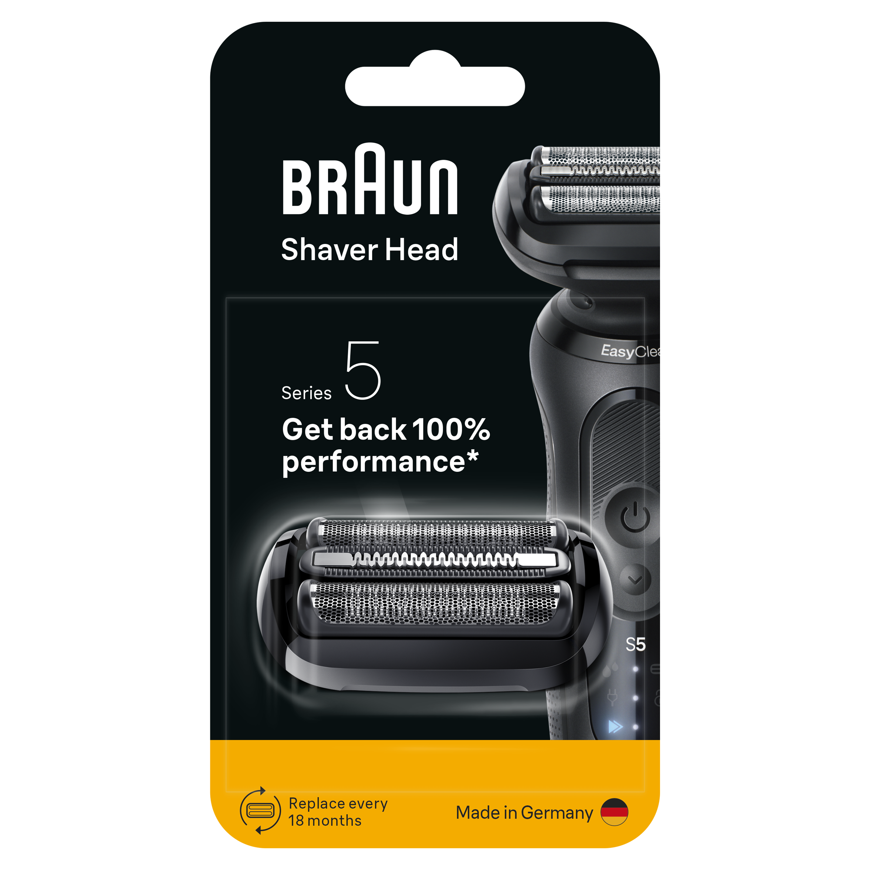 Braun 54B Replacement Cassette Head for New Model Series 5 Shavers - Black - Made In Germany