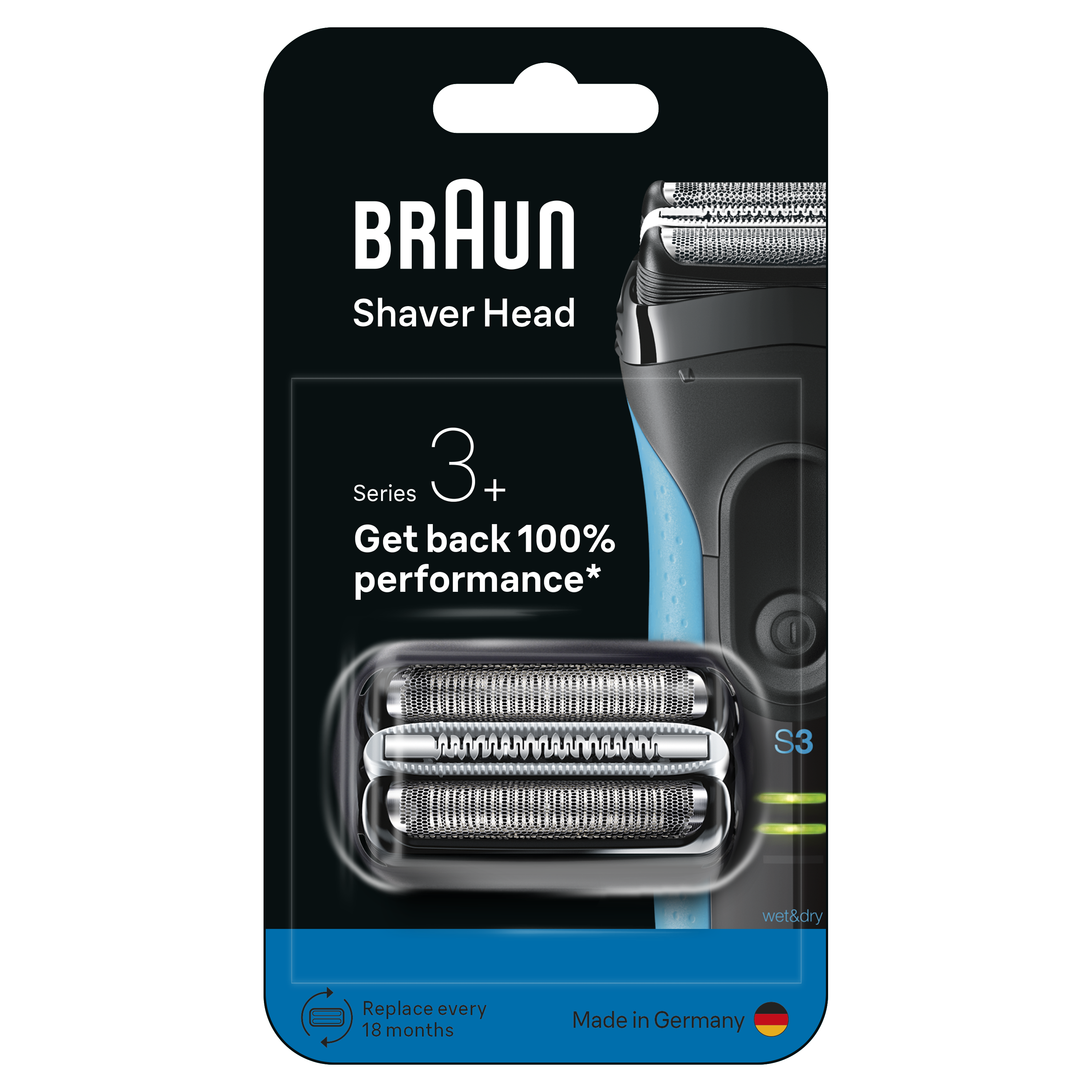 Braun Series 3 32B Electric Shaver Head Replacement - Black - Compatible with Series 3 Shavers ProSkin - Made In Germany