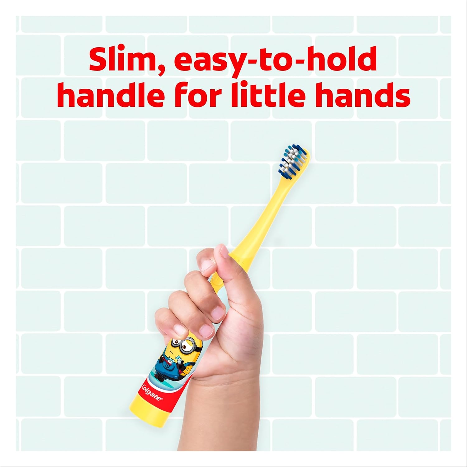 Colgate Minions Kids Toothbrush, Battery-Powered Toothbrush for Kids with Extra Soft Bristles, Yellow Toothbrush for Ages 3 and Up,