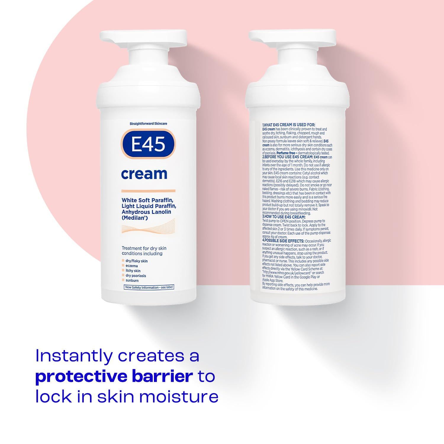 E45 Moisturiser for Dry Skin and Sensitive Skin Cream, 500g