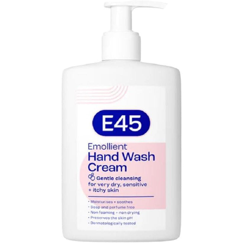 E45 Hand and Body Wash Cream 250ml - Dermatological Soap Free Emollient Wash Cream
