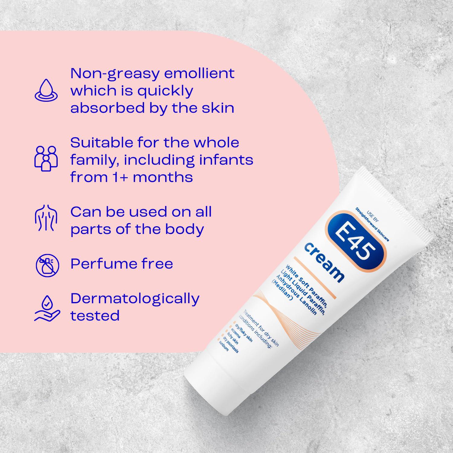 E45 Moisturiser for Dry Skin and Sensitive Skin Cream, 50g