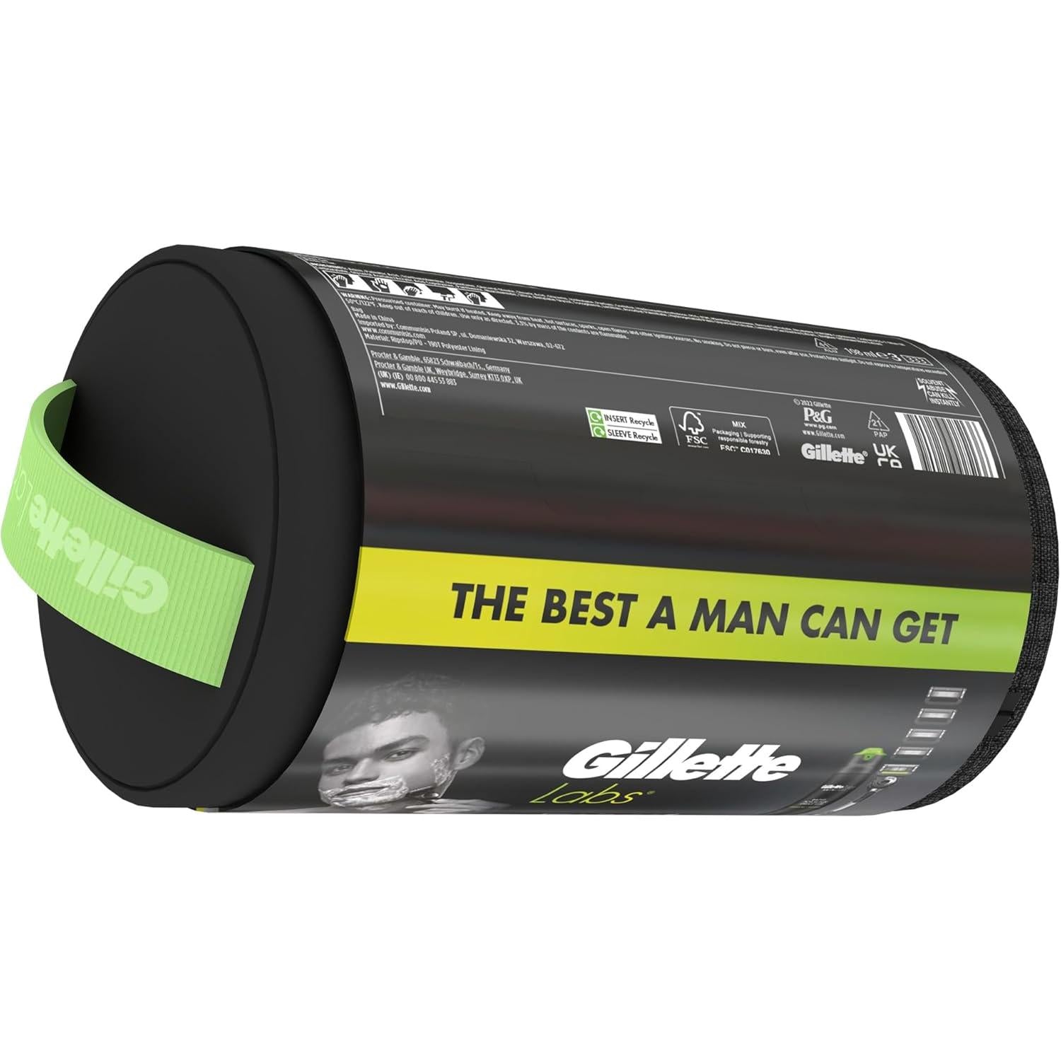 Gillette Labs With Exfoliating Bar Razor, 1 Handle, 5 Blades, Includes Premium Magnetic Stand, Gillette Labs Shave Gel, Washbag Gift set