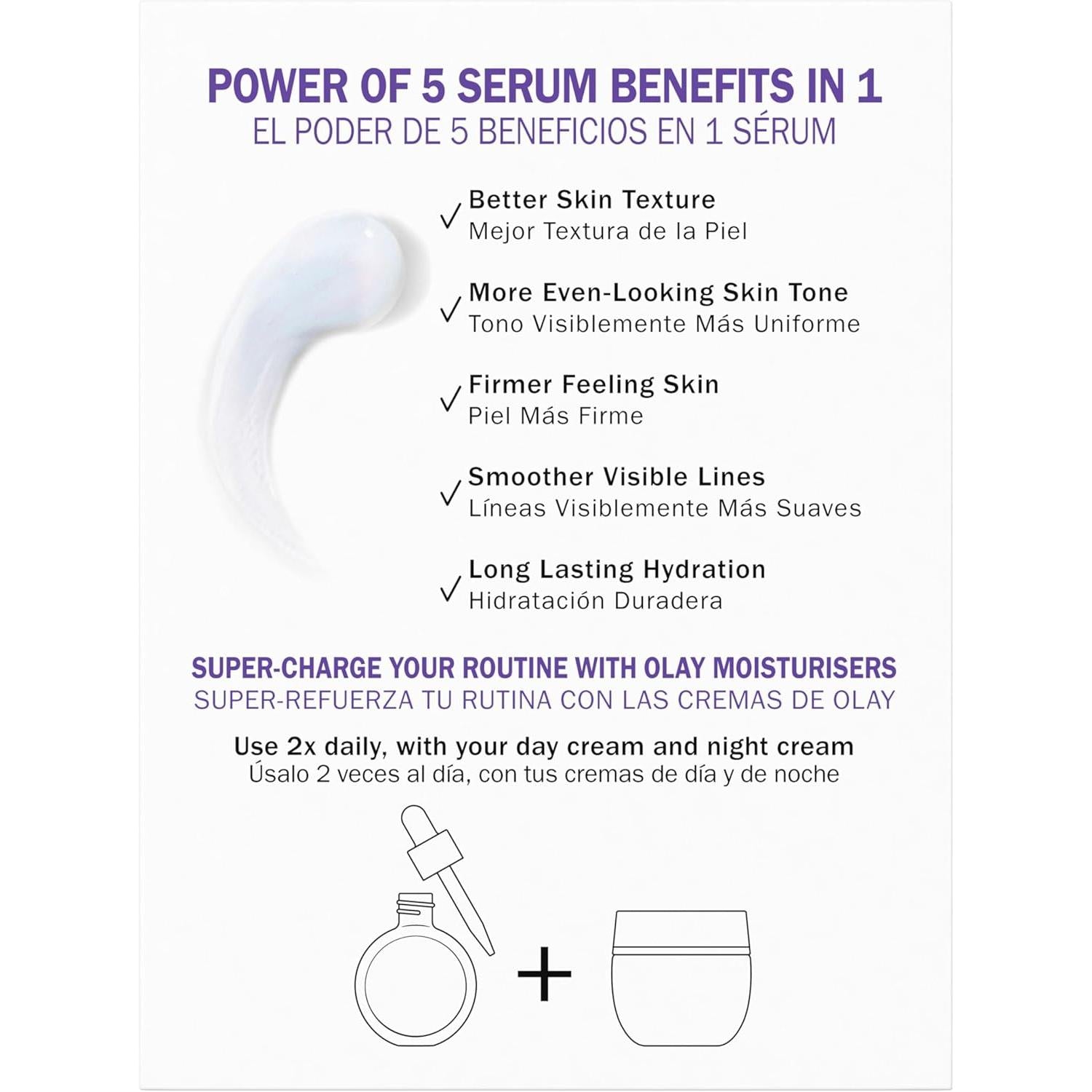 Olay Super Serum, Vitamin C Serum for Face, with Niacinamide, Collagen Peptide, Skincare for Anti Ageing & Brightening, 30ml