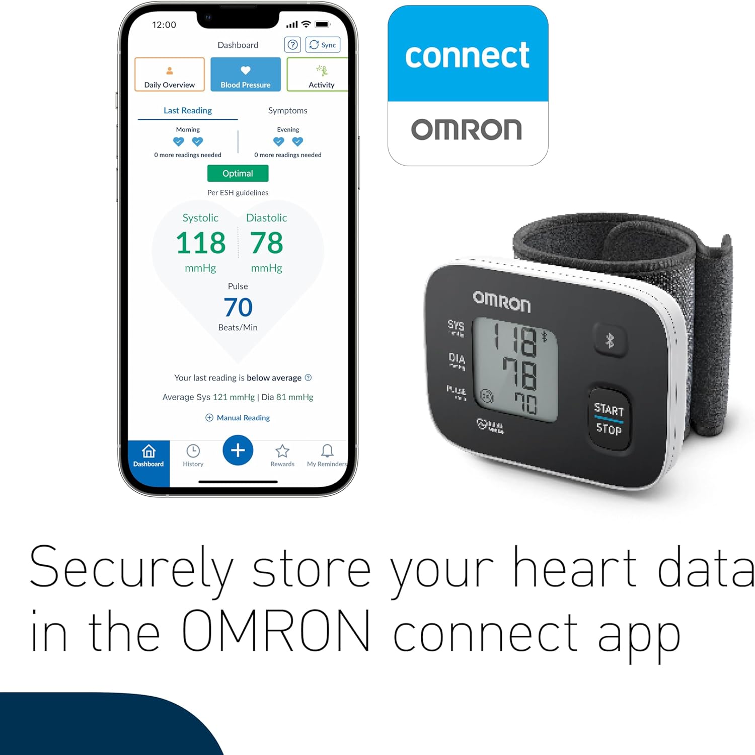 OMRON RS3 Intelli IT Wrist Blood Pressure Monitor - Wrist BP Monitor with BP Cuff and 30 Readings