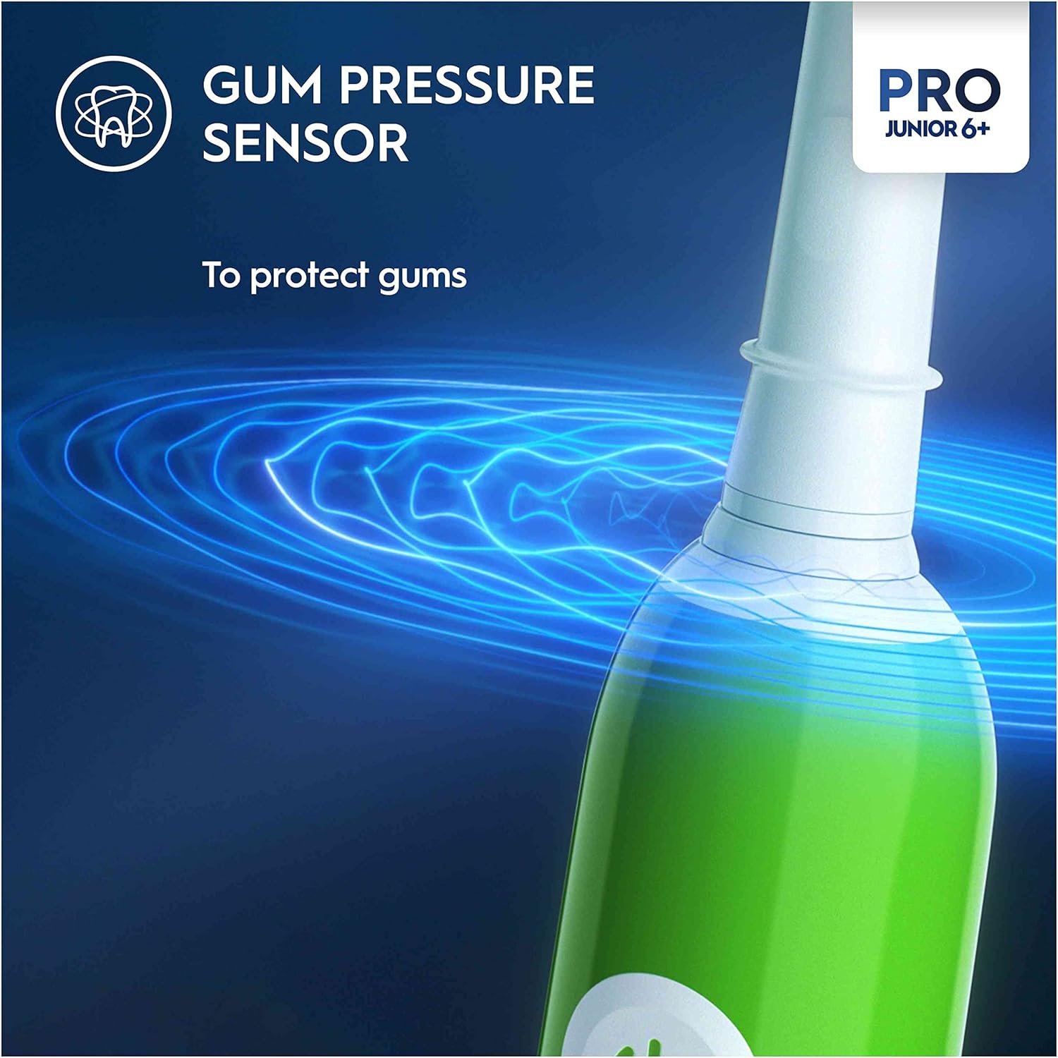 Oral-B Pro Junior Kids Electric Toothbrush, Sensitive Mode, For Ages 6+, Green