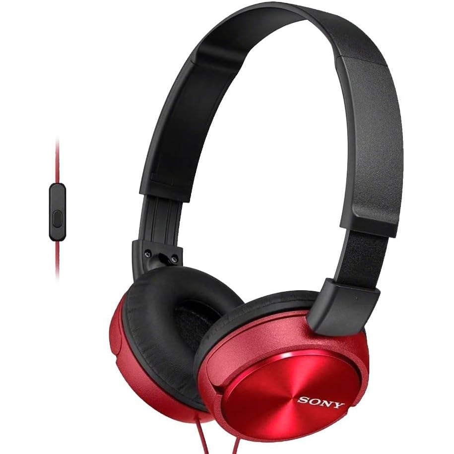 Sony MDR-ZX310AP On-Ear Headphones Compatible with Smartphones, Tablets and MP3 Devices - Metallic Red