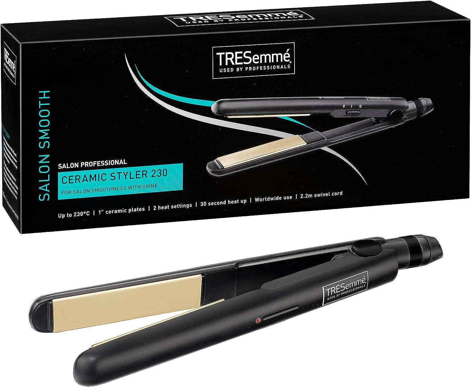TRESemme Ceramic Straightener, Up to 230°C, Smooth Ceramic Plates, Black