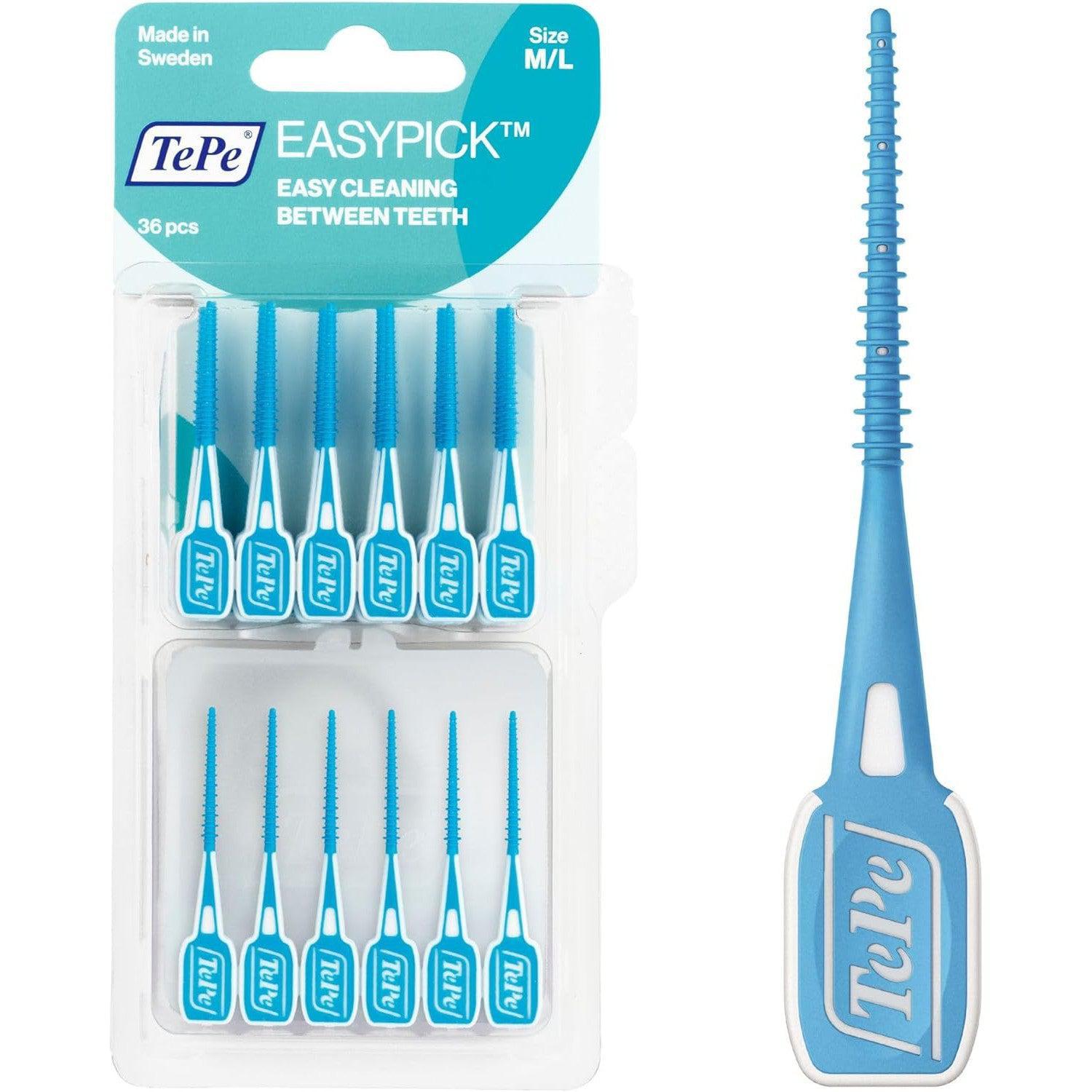 TePe Easypick Dental Picks, Size M/L, Blue, Pack of 36