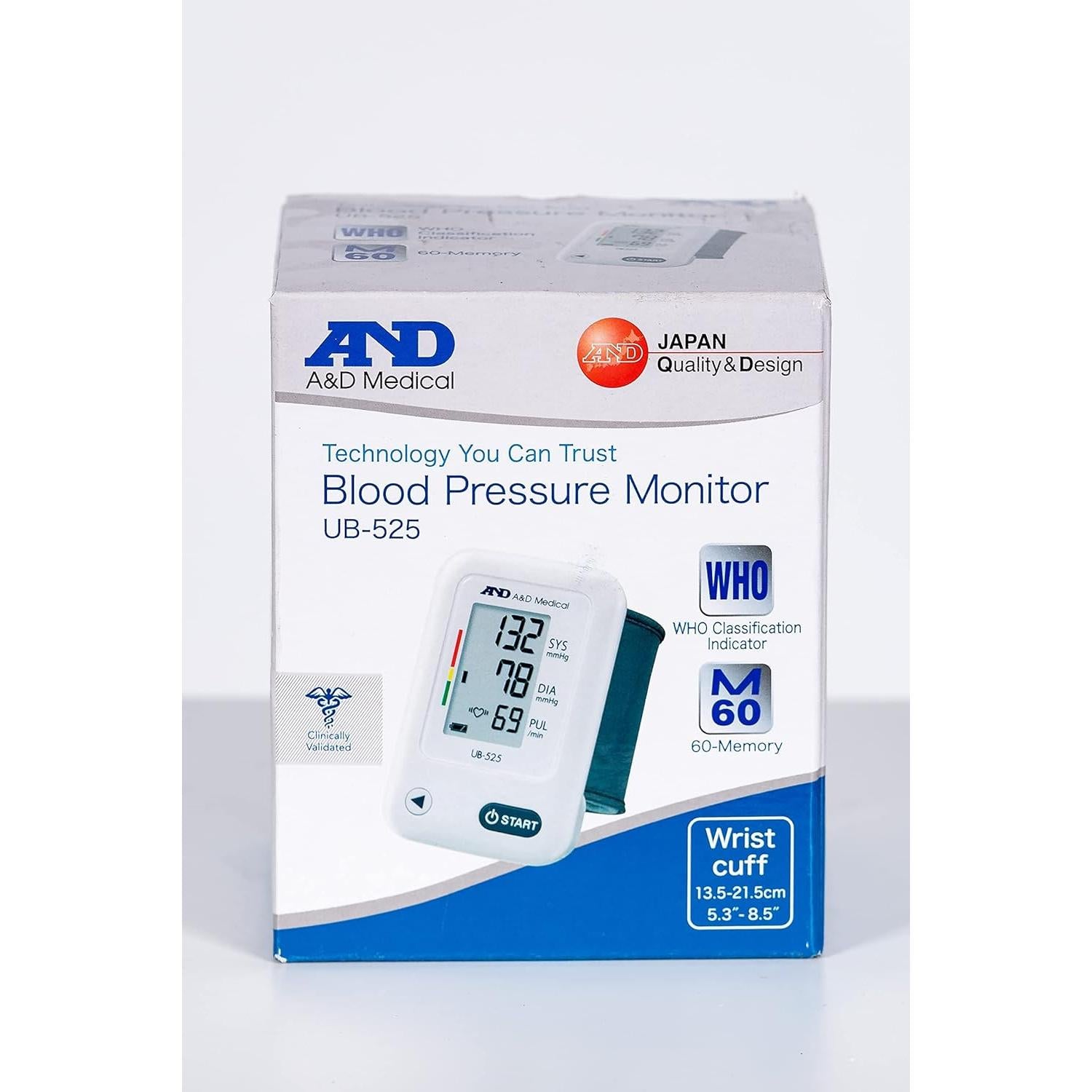 A&D Medical UB-525 Wrist Blood Pressure Monitor White