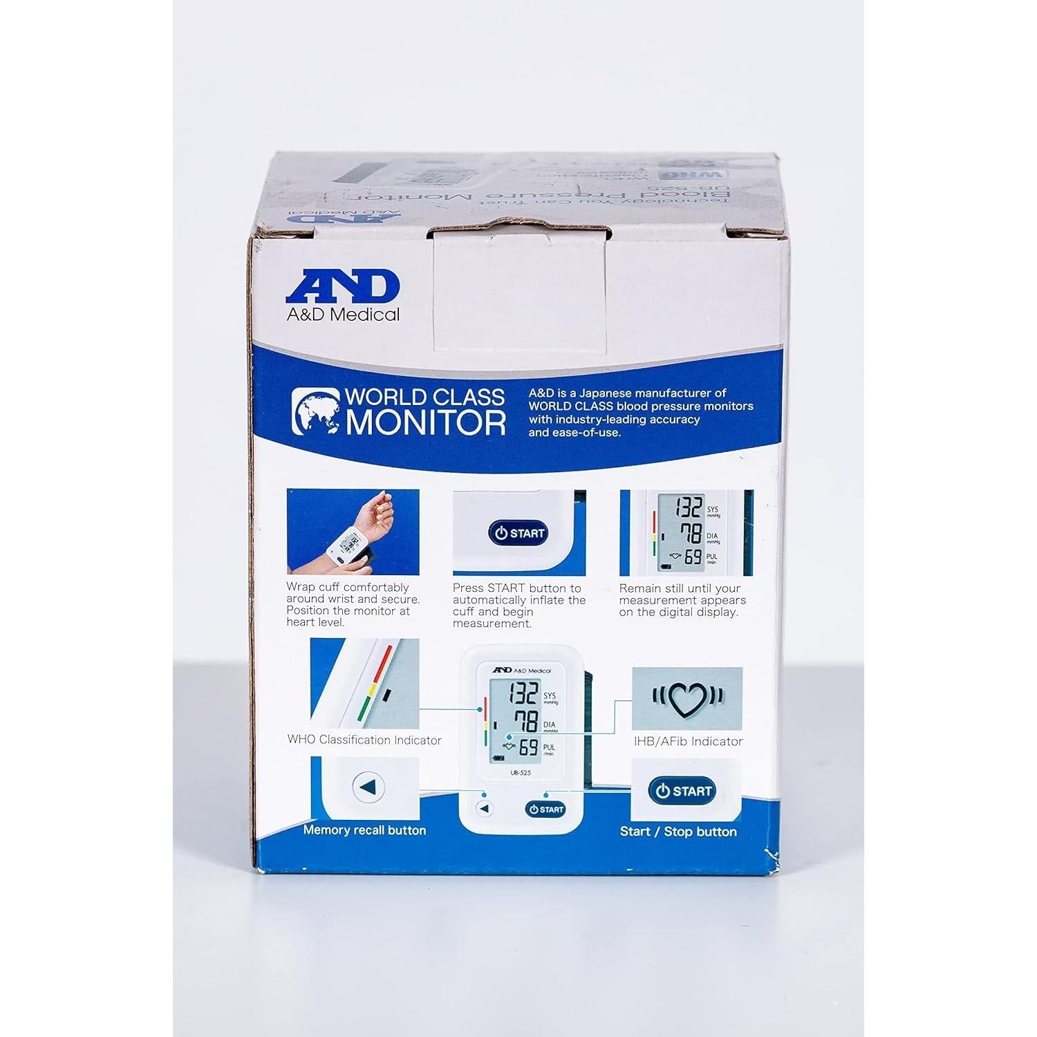 A&D Medical UB-525 Wrist Blood Pressure Monitor White