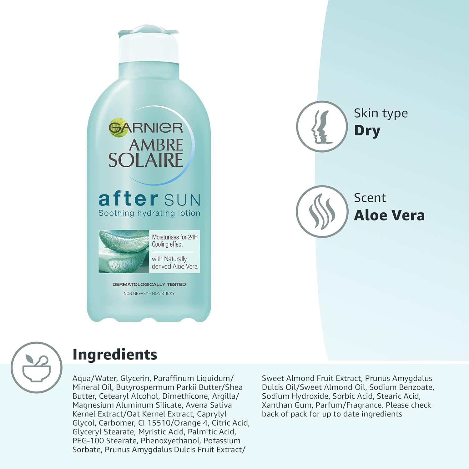 Garnier Ambre Solaire After Sun Soothing and Hydrating Lotion with Natural Derived Aloe Vera 200ml