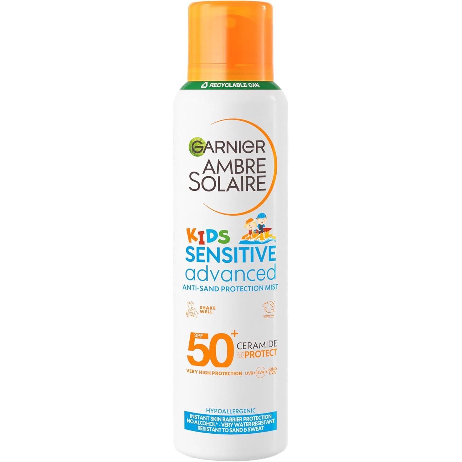 Garnier Ambre Solaire SPF 50+ Kids Anti-Sand Mist, Children's Sun Protection Spray 150ml