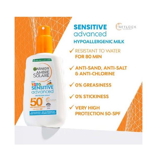 Garnier Ambre Solaire SPF 50+ Kids Sensitive Advanced Sun Cream Spray 150ml