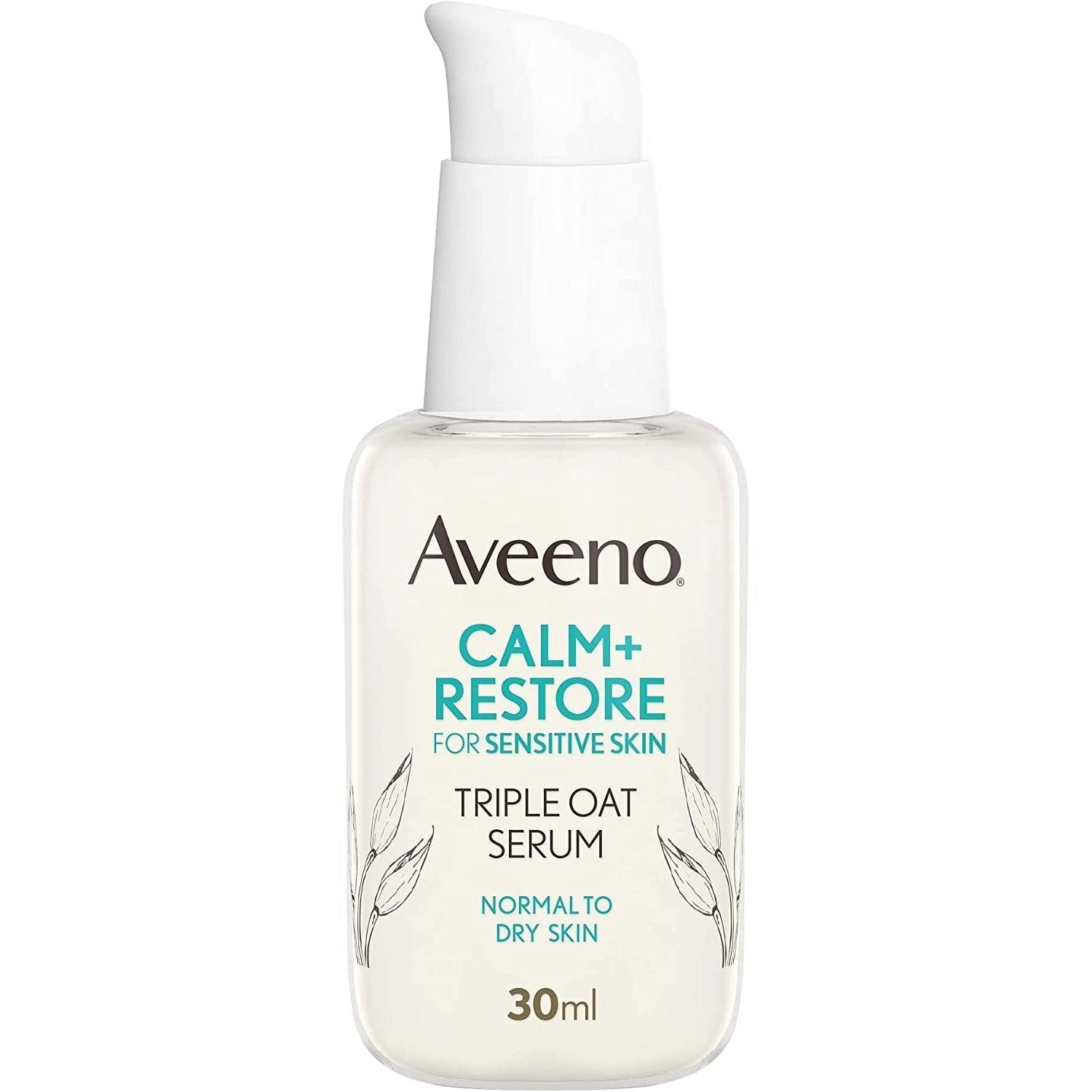 Aveeno Face Calm+Restore Triple Oat Serum, 24-Hour Moisturisation For Sensitive Skin 30ml