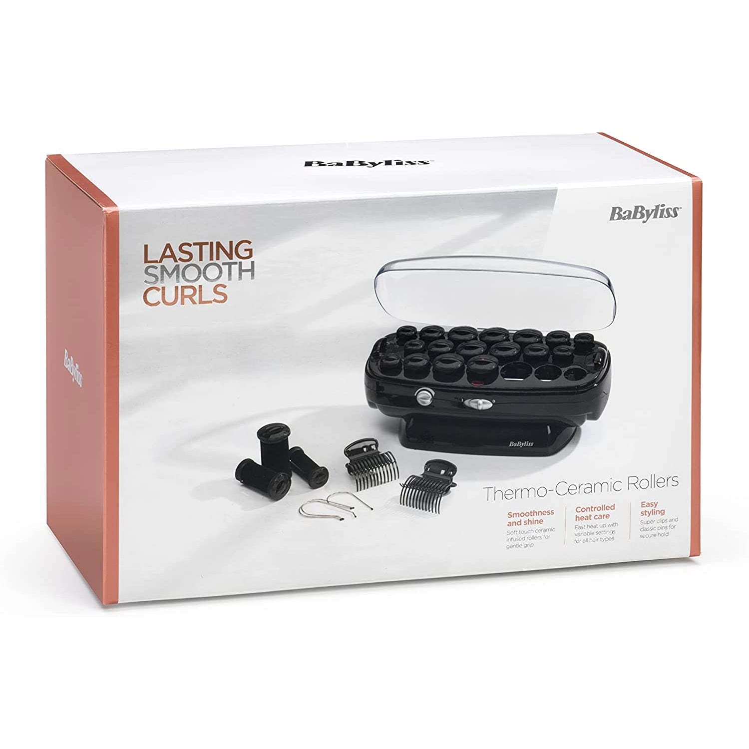 BaByliss Thermo-Ceramic Heated Hair Rollers, Long Lasting Curls, Hair Rollers With Pins