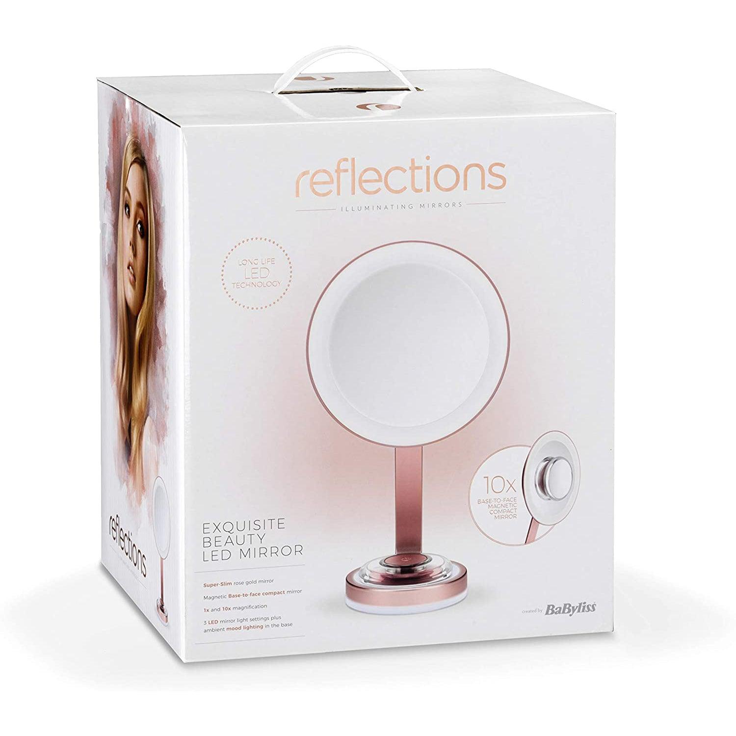 BaByliss Reflections illuminating Ultra Slim Beauty Mirror, Rose Gold