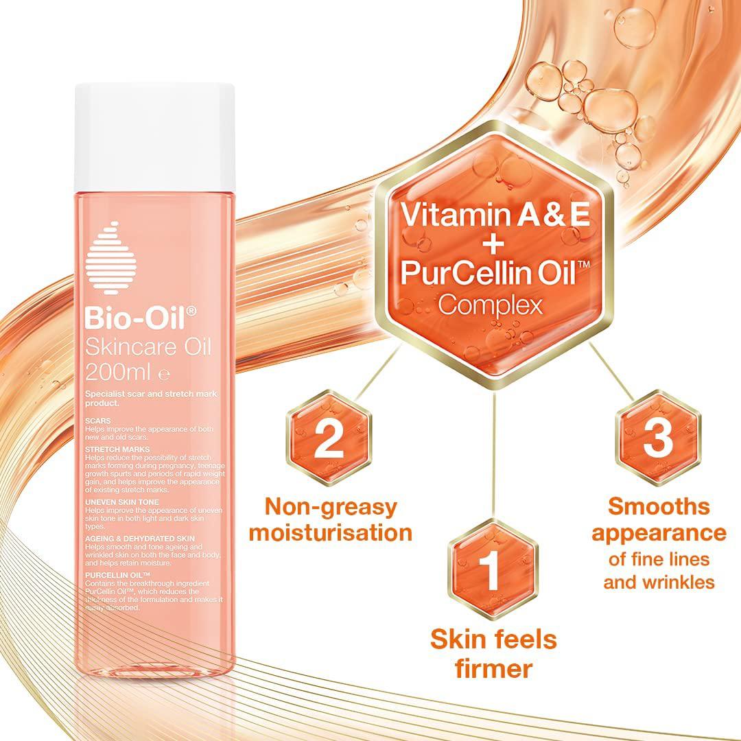 Bio-Oil Skincare Oil 200ml - Improve the Appearance of Scars, Stretch Marks and Skin Tone ,200 ml