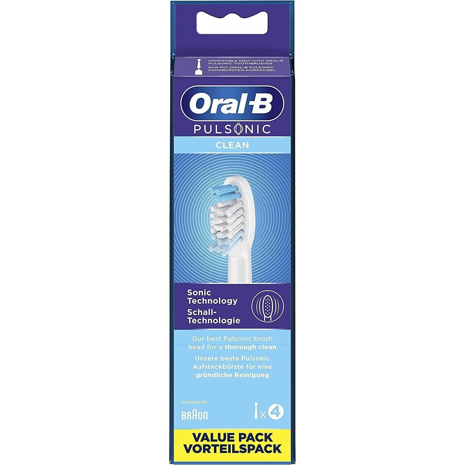 Braun Oral-B Pulsonic Clean Toothbrush Heads for Sonic Toothbrushes- Gentle Cleaning, 4 Pack
