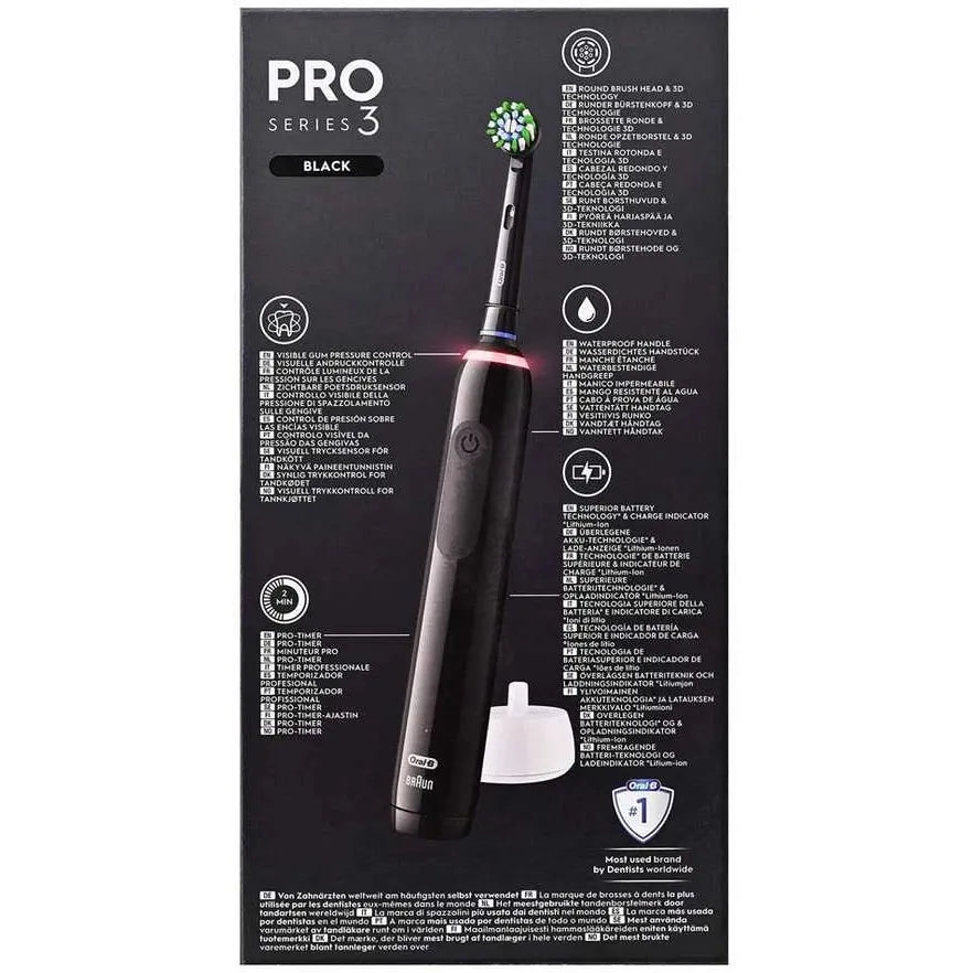 Oral-B Pro 3 Cross Action Electric Toothbrush , Smart Pressure Sensor, 2 x Toothbrush Head, 3 Modes