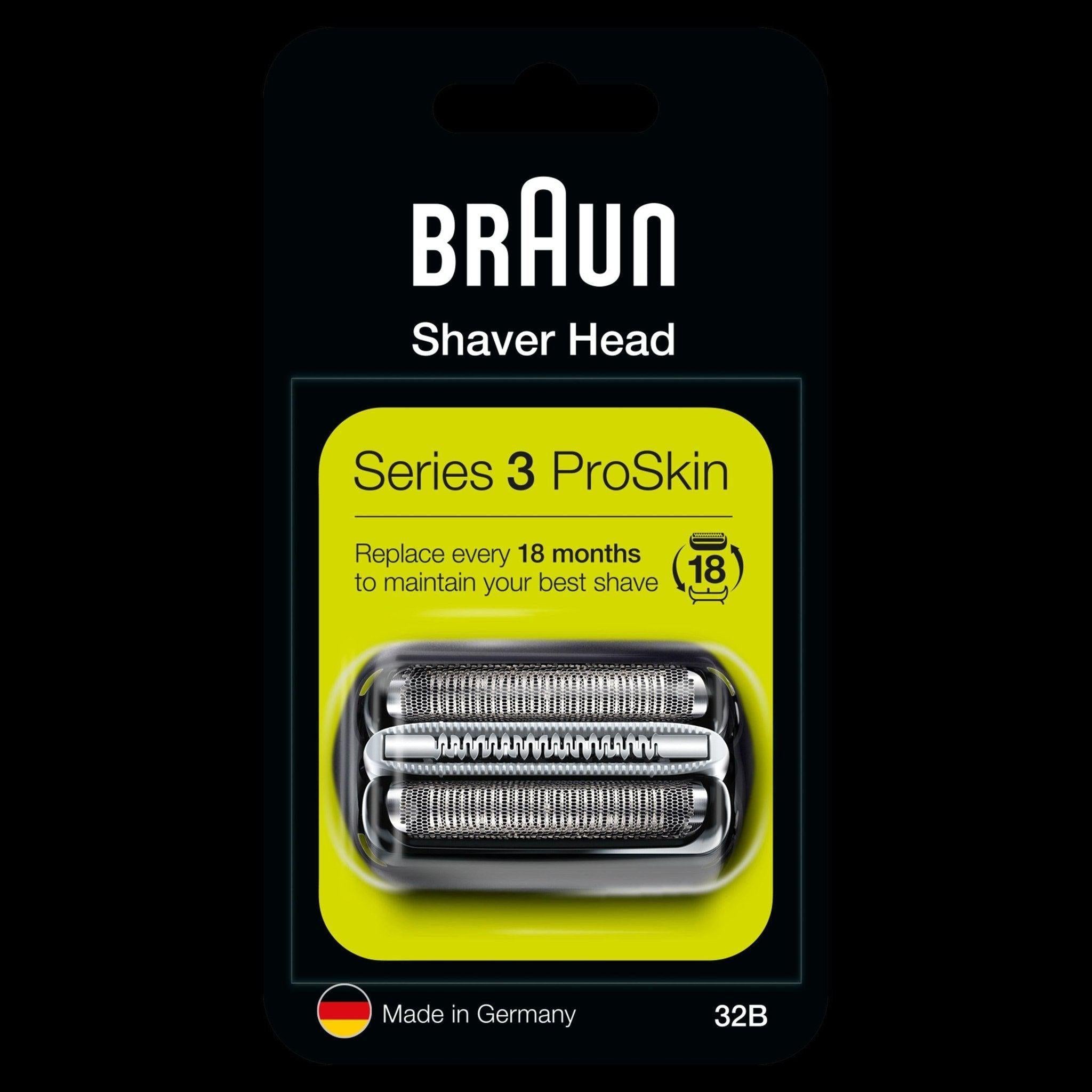 Braun Series 3 32B Electric Shaver Head Replacement - Black - Compatible with Series 3 Shavers ProSkin