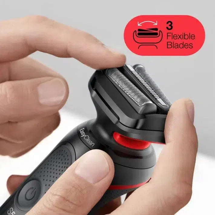 Braun Series 5 50-R1000s Wet and Dry Foil Shaver - Black & Red