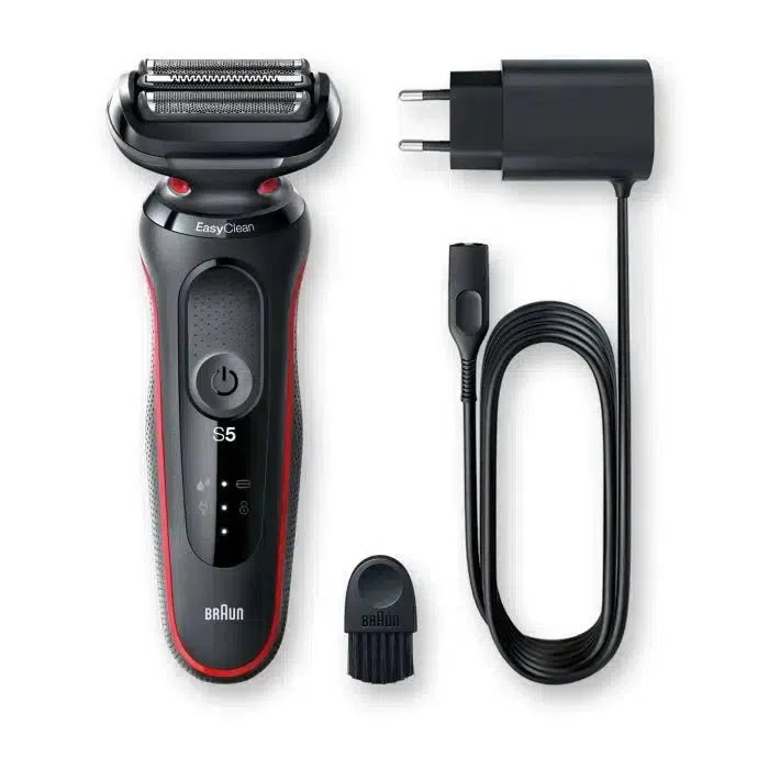 Braun Series 5 50-R1000s Wet and Dry Foil Shaver - Black & Red