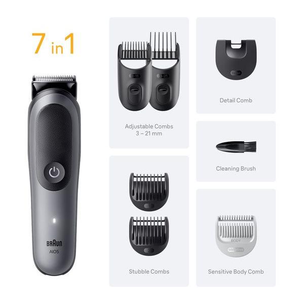 BRAUN Series 5 AIO5520 7-in-1 Wet & Dry Trimmer / Multi Groomer- Grey