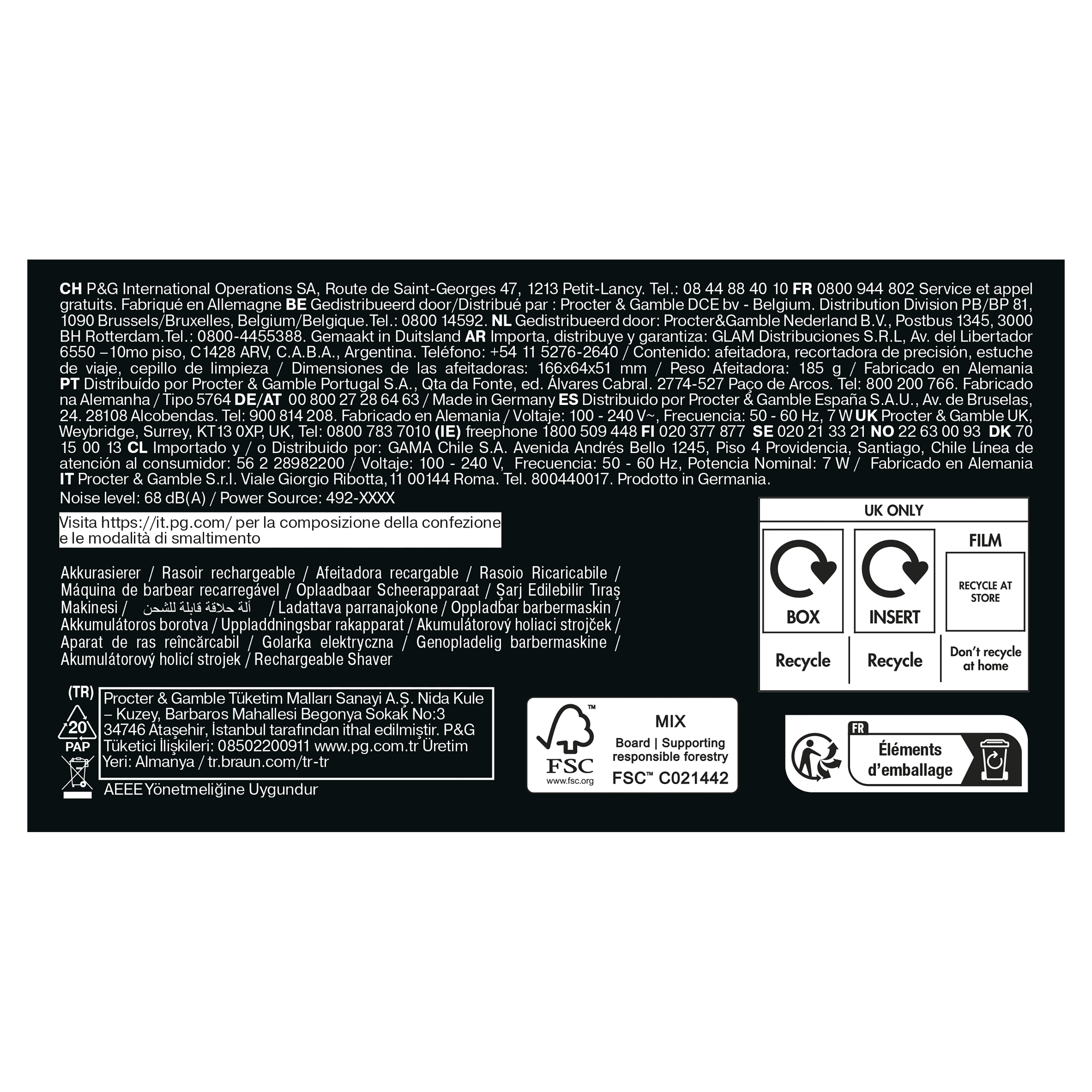 Braun Series 7 Electric Shaver, +1 Attachment, 72-G1200S, Grey