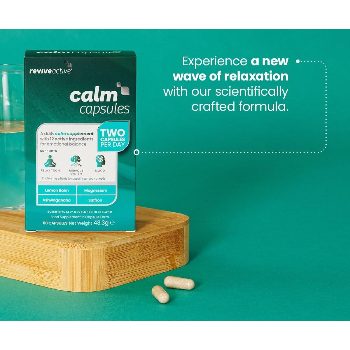 Revive Active Calm Capsules - 12 Active Ingredients - Ashwagandha with Essential Vitamins and Magnesium - Supports - 60 Capsules