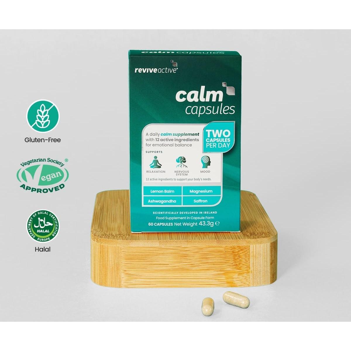 Revive Active Calm Capsules - 12 Active Ingredients - Ashwagandha with Essential Vitamins and Magnesium - Supports - 60 Capsules
