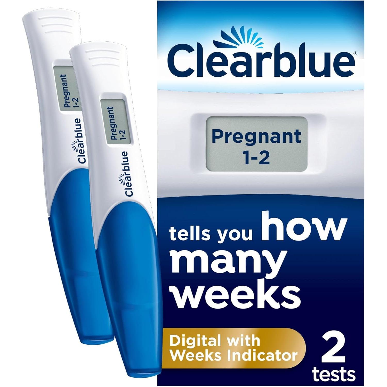 Clearblue Pregnancy Test with Weeks Indicator - Clear Digital Result - Pack of 2