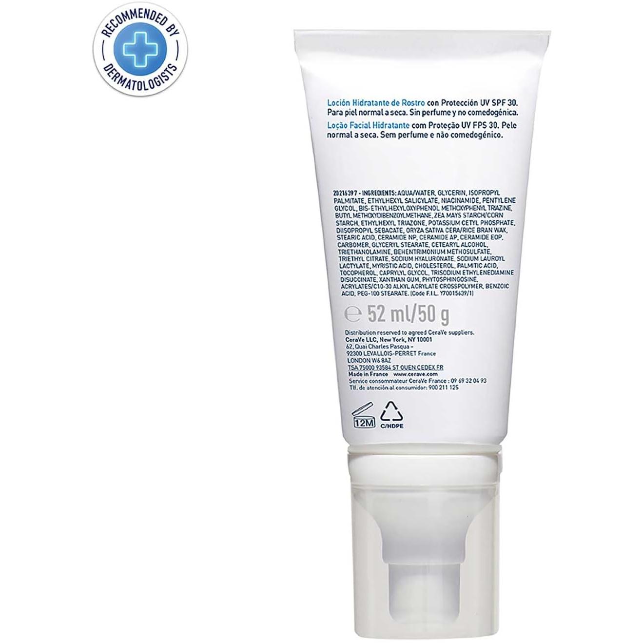 CeraVe AM Facial Moisturising Lotion SPF30 with Ceramides for Normal to Dry Skin 52ml