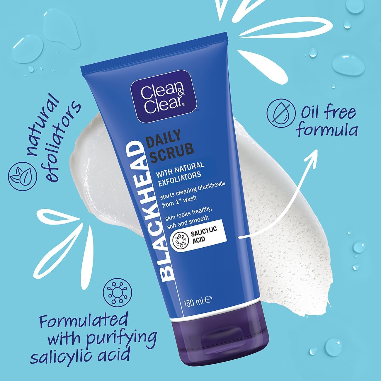 Clean & Clear Blackhead Clearing Daily Scrub, 150 ml