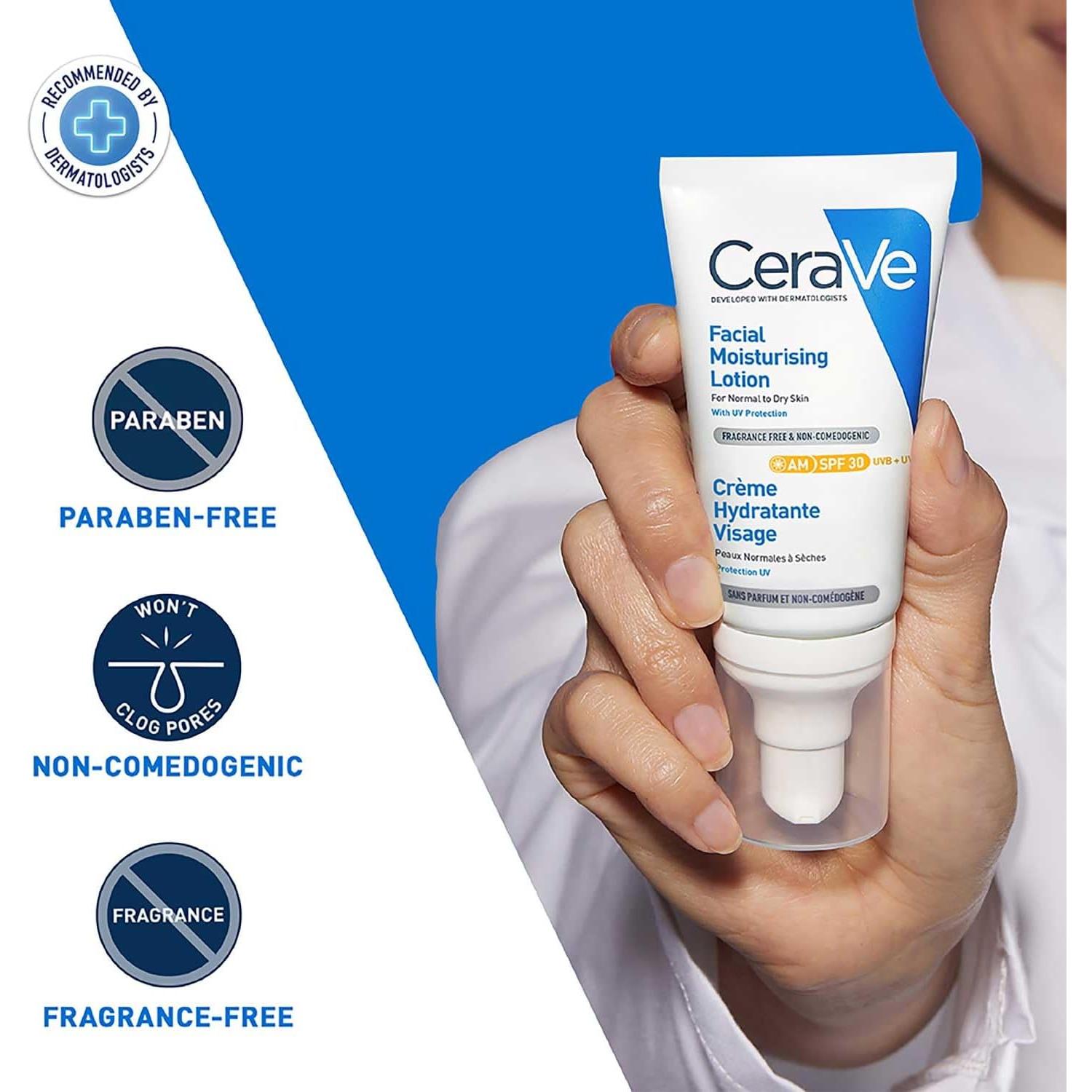 CeraVe AM Facial Moisturising Lotion SPF30 with Ceramides for Normal to Dry Skin 52ml