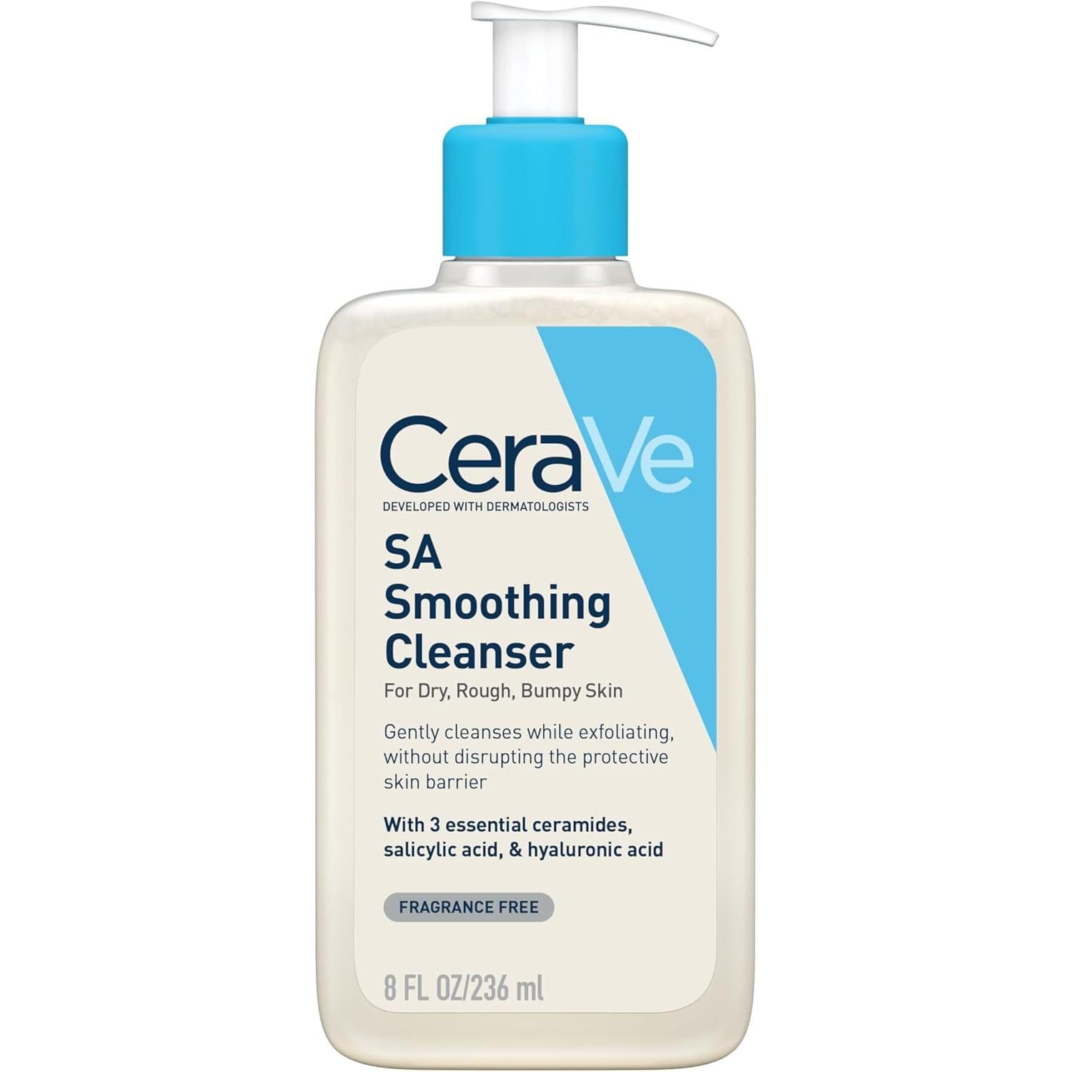 CeraVe SA Smoothing Cleanser with Salicylic Acid for Dry, Rough & Bumpy Skin 473ml, 3 Essential Ceramides, Fragrance-Free
