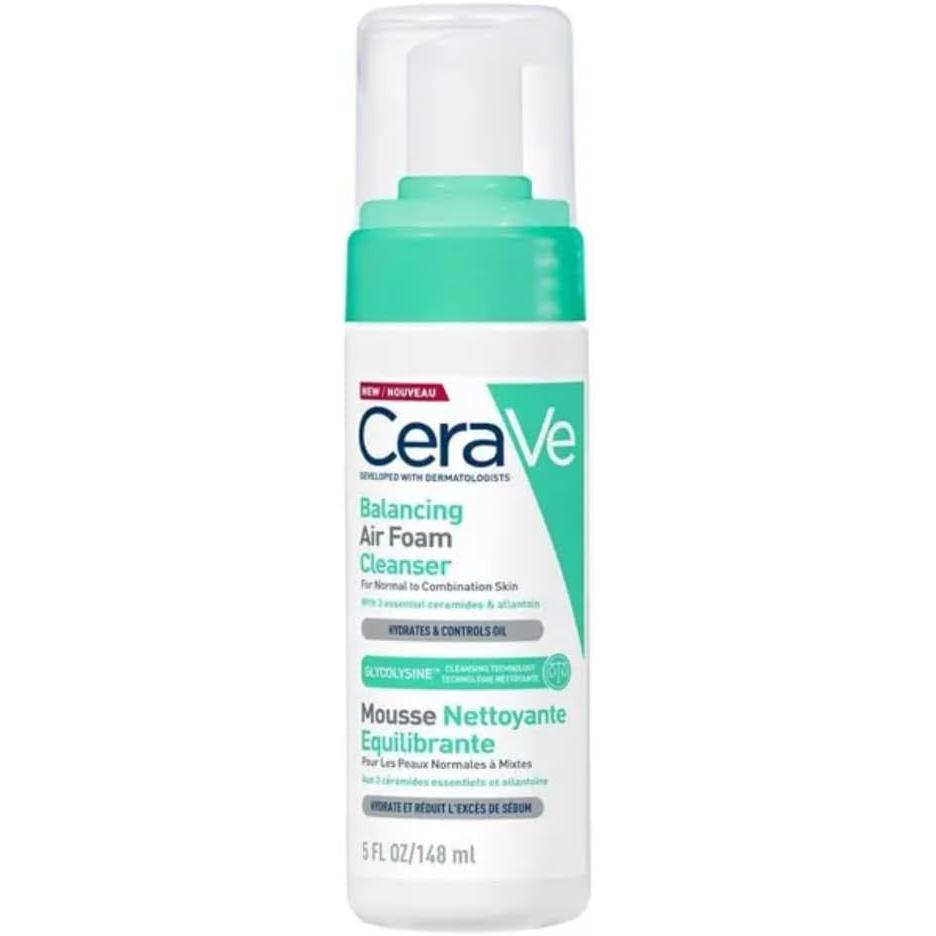 CeraVe Balancing Air Foam Cleanser, Glycolysine Cleansing Technology, With 3 Essential Ceramides, Allantoin, For Combination Skin,148ml