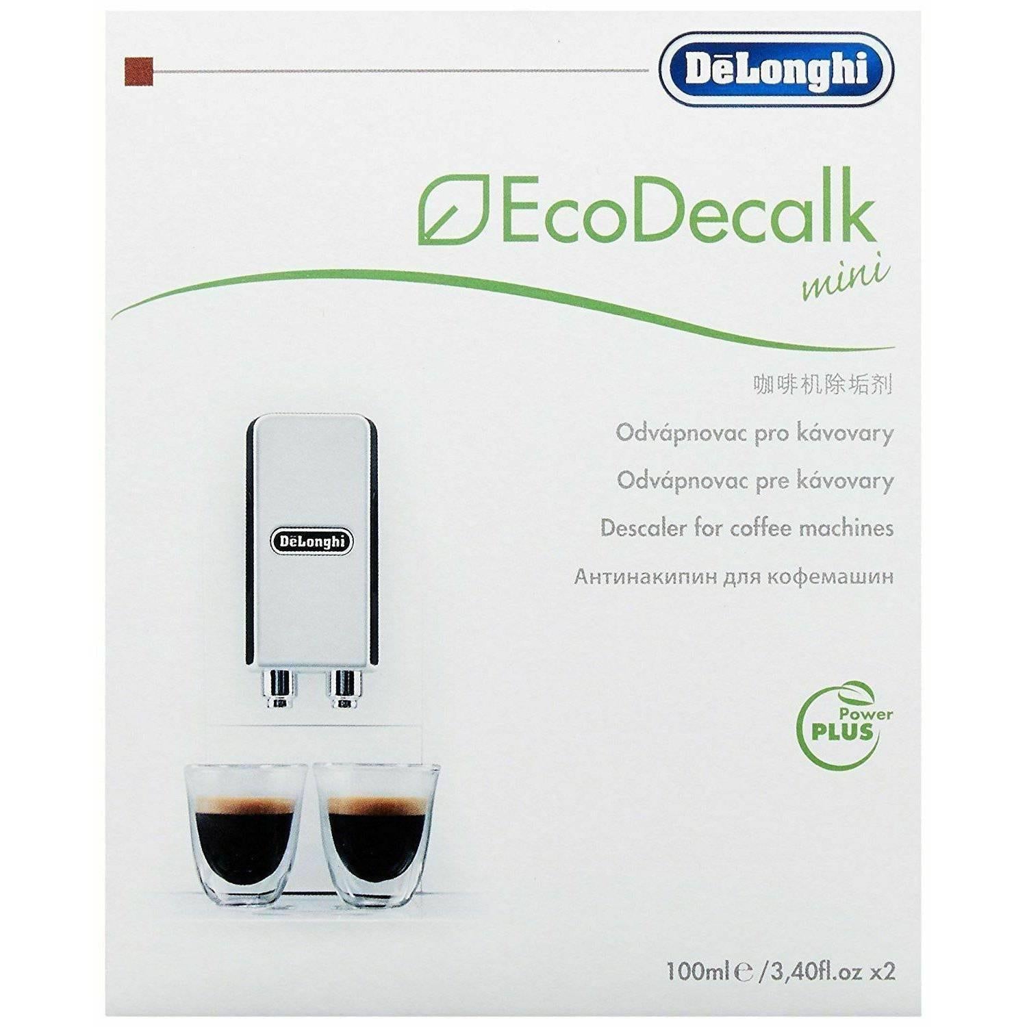 De'Longhi Mini EcoDecalk Descaling Solution - For Coffee Machines, 100ml, 2 Pack