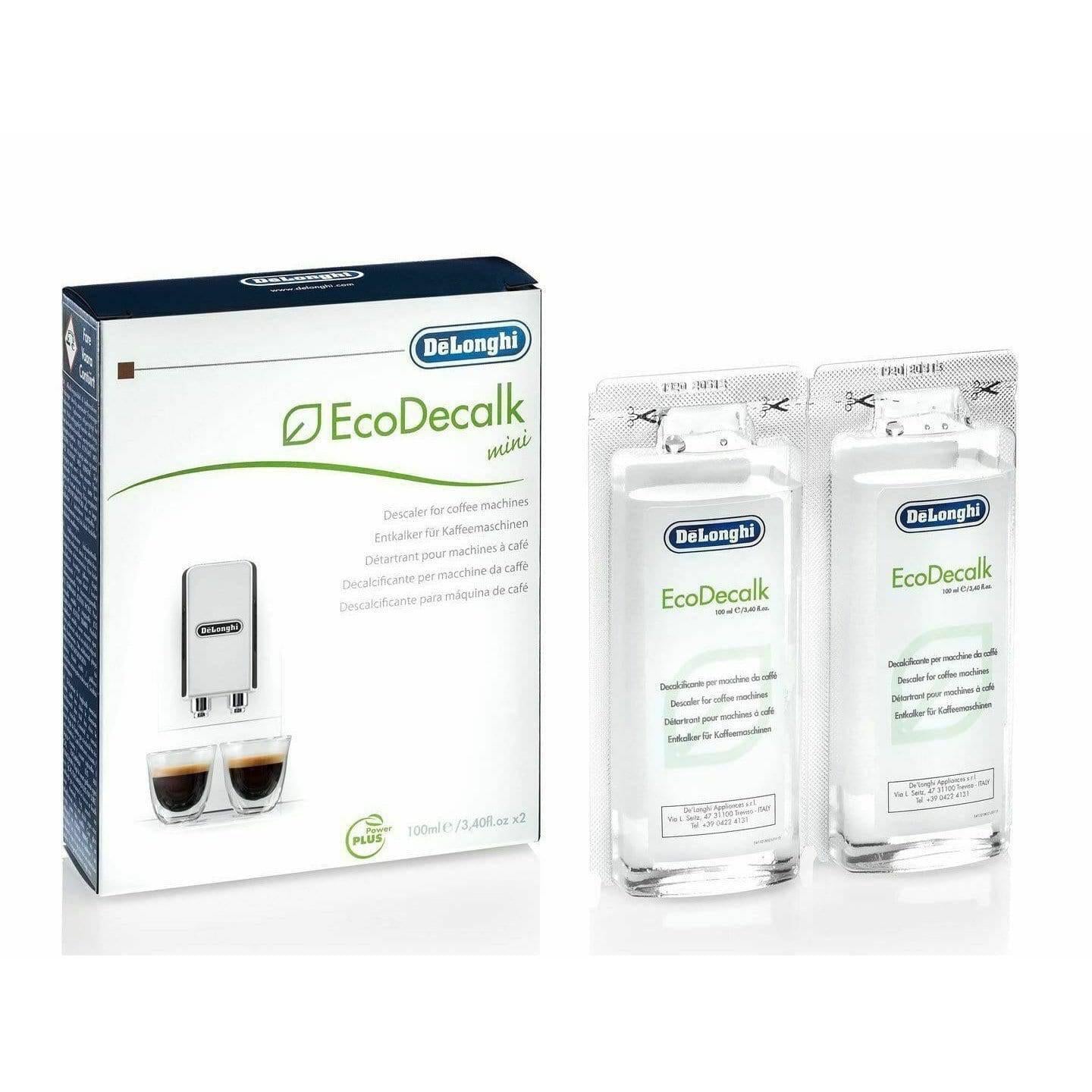 De'Longhi Mini EcoDecalk Descaling Solution - For Coffee Machines, 100ml, 2 Pack