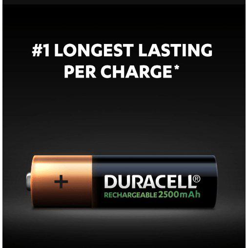 Duracell 2500mAh Stay Charged Premium AA Rechargeable Battery - Pack of 4