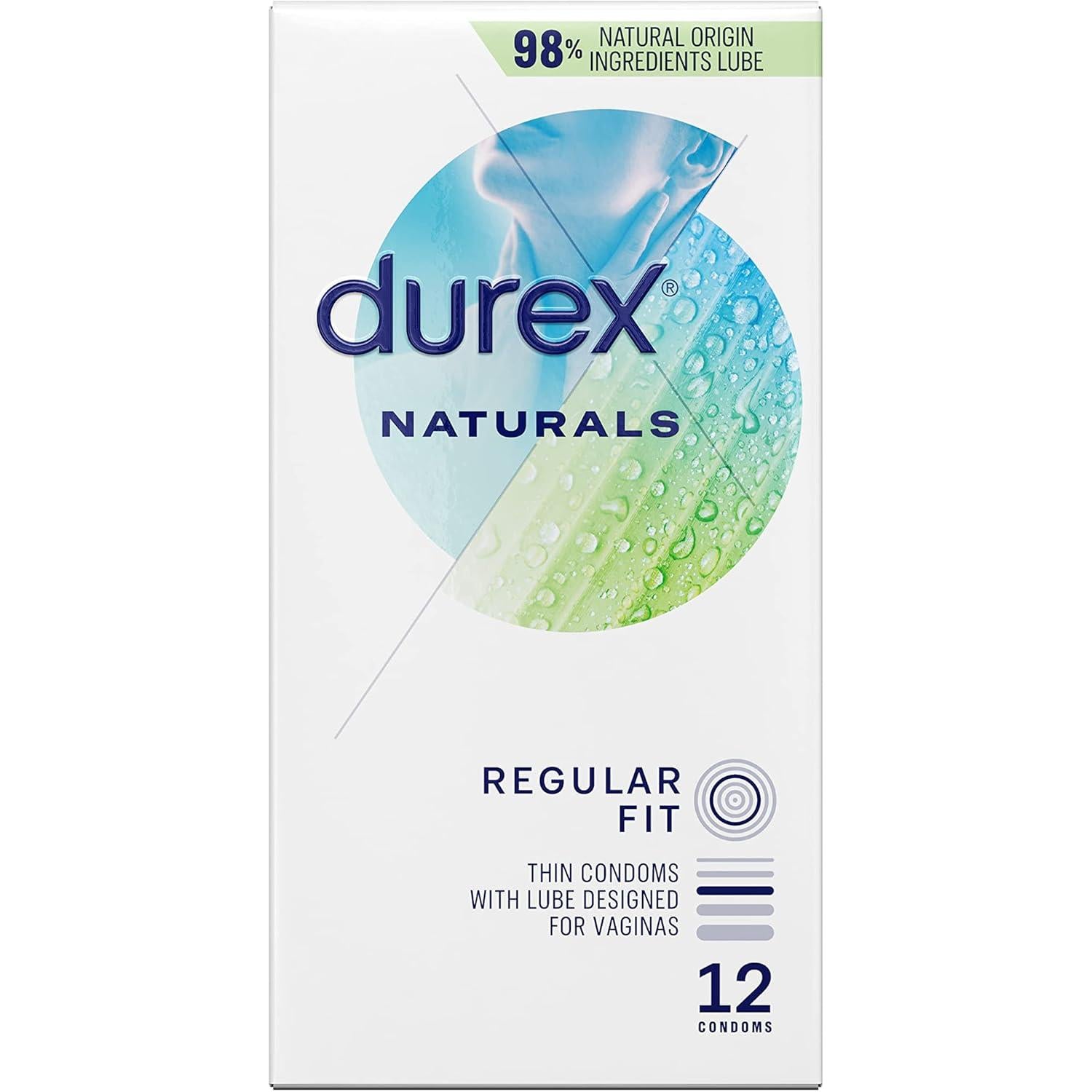 Durex Naturals Condoms, Pack of 12 - Regular Fit