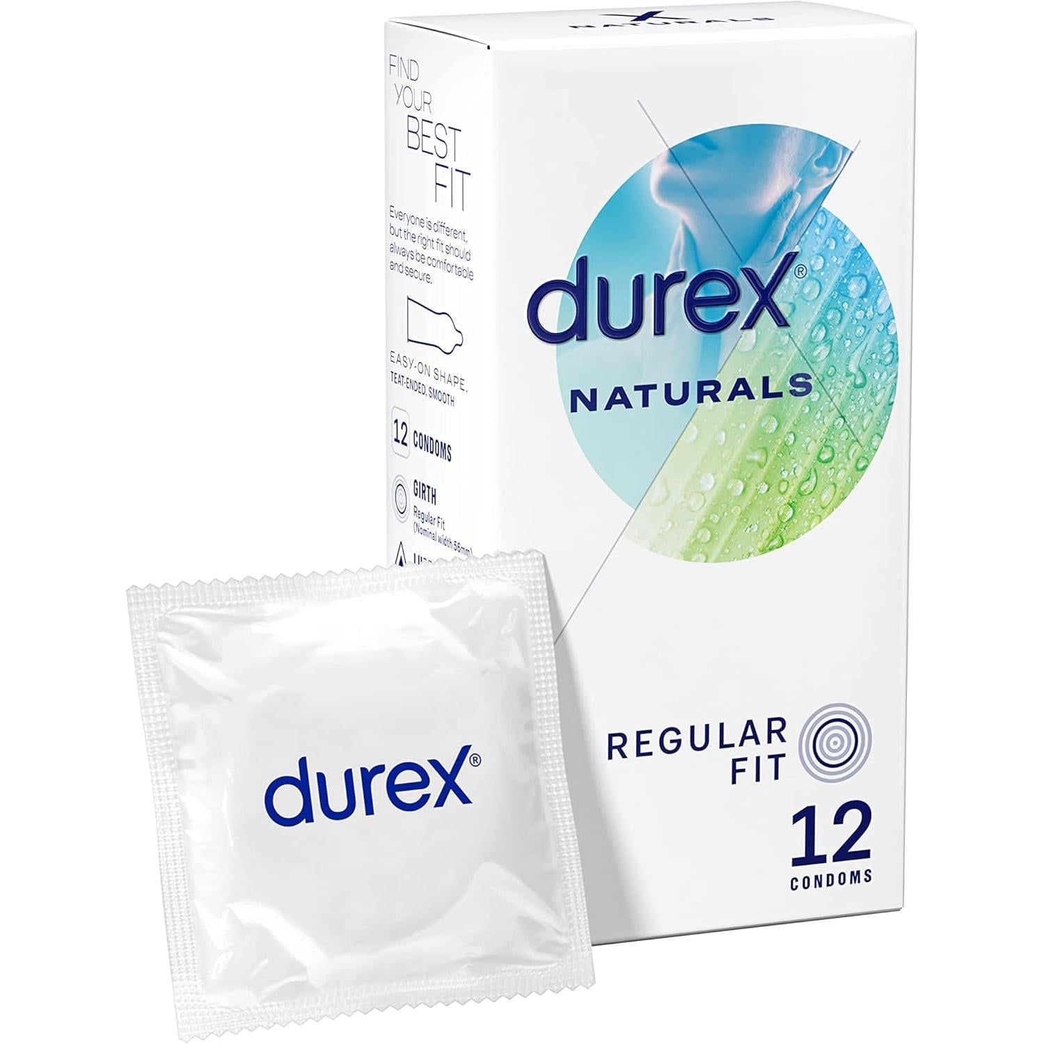 Durex Naturals Condoms, Pack of 12 - Regular Fit