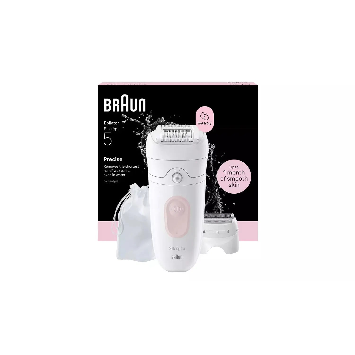 Braun Silk·épil 5, Wet & Dry Epilator, Easy Hair Removal, Lasting Smooth Skin, SE5-041, Flamingo Pink