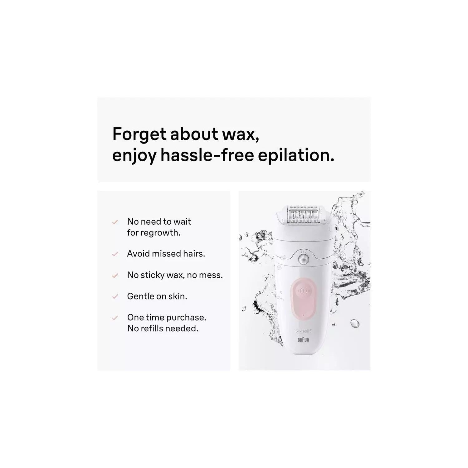 Braun Silk·épil 5, Wet & Dry Epilator, Easy Hair Removal, Lasting Smooth Skin, SE5-041, Flamingo Pink