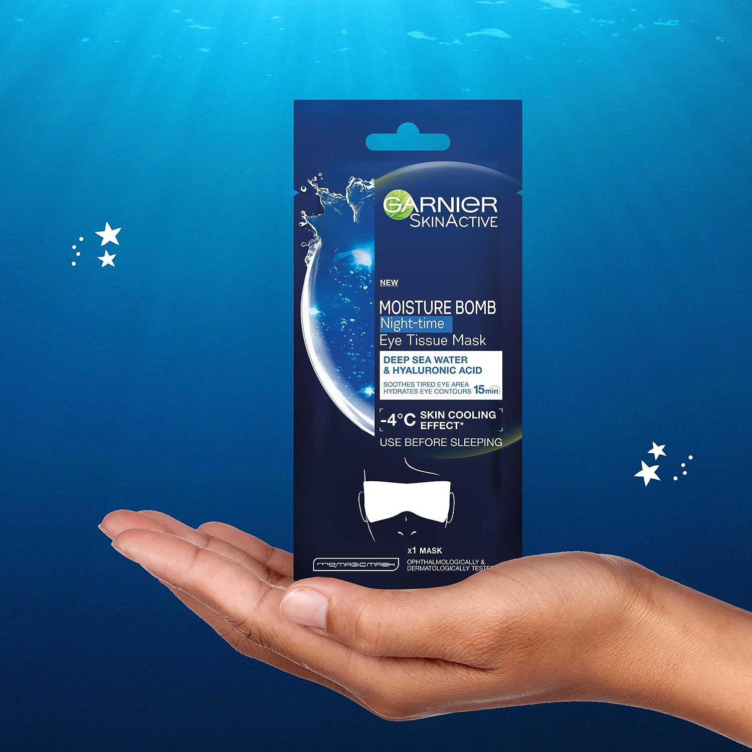 Garnier Moisture Bomb Night-Time Eye Sheet Mask Deep Sea Water and Hyaluronic Acid 6g