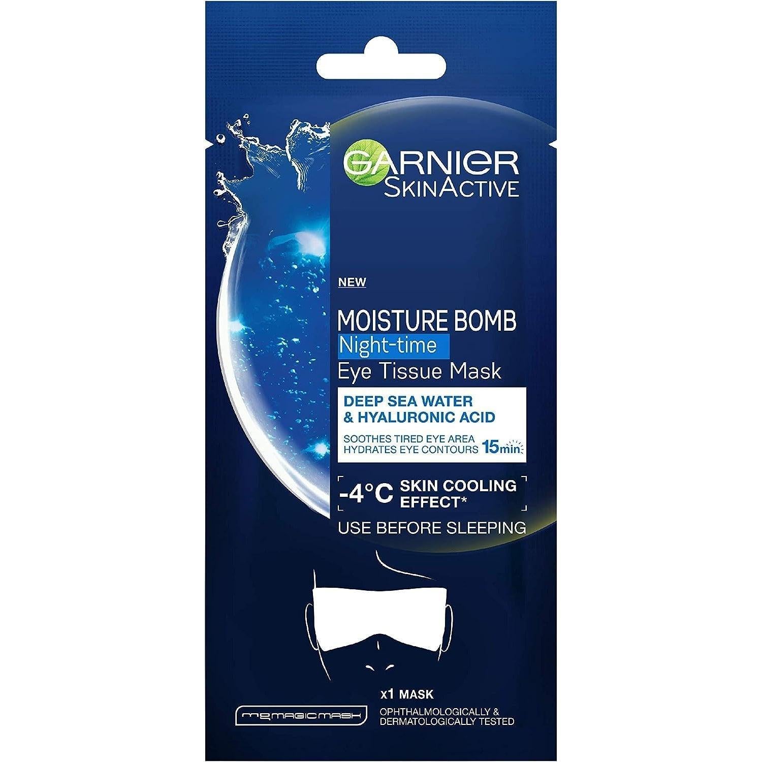 Garnier Moisture Bomb Night-Time Eye Sheet Mask Deep Sea Water and Hyaluronic Acid 6g