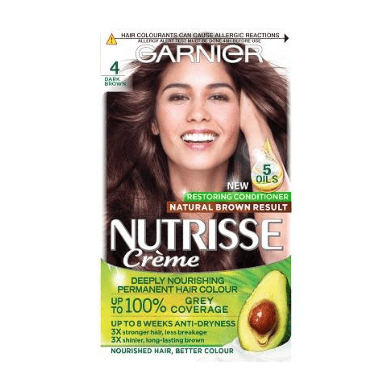 Garnier Nutrisse Permanent Hair Dye - 100% Grey Hair Coverage - Dark Brown 4