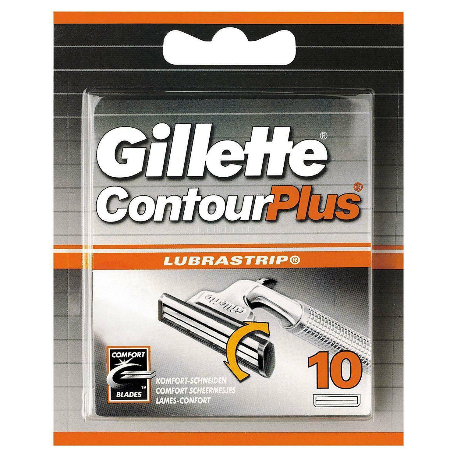 Gillette Contour Plus Razor Blades for Men with Comfort System, Pack of 10 Refill Blades