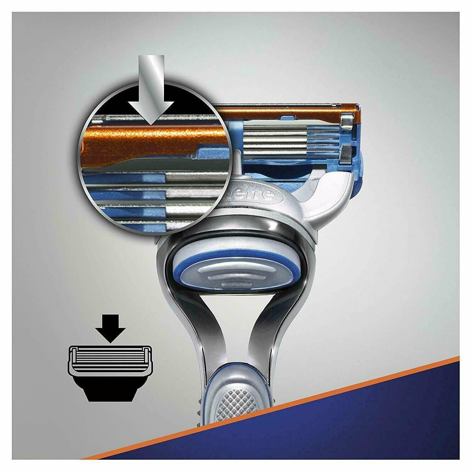 Gillette Fusion5 Razor Starter Pack with 4 Blades - Five-Blade Shave Technology